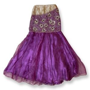 Pink and Gold Beaded Indian Mermaid Style Skirt - Size 32 / XS